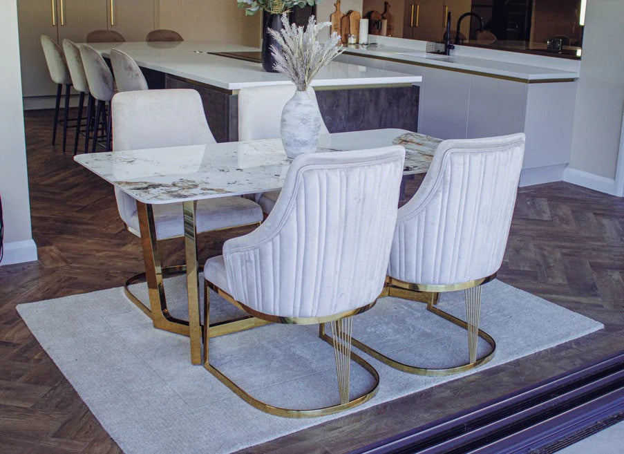 Olivia Velvet Dining Chair with Gold Frame