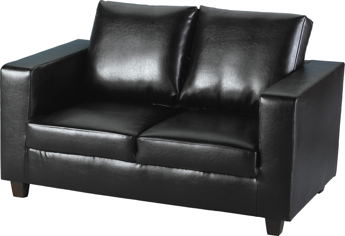 TEMPO TWO SEATER SOFA-IN-A-BOX - BLACK FAUX LEATHER