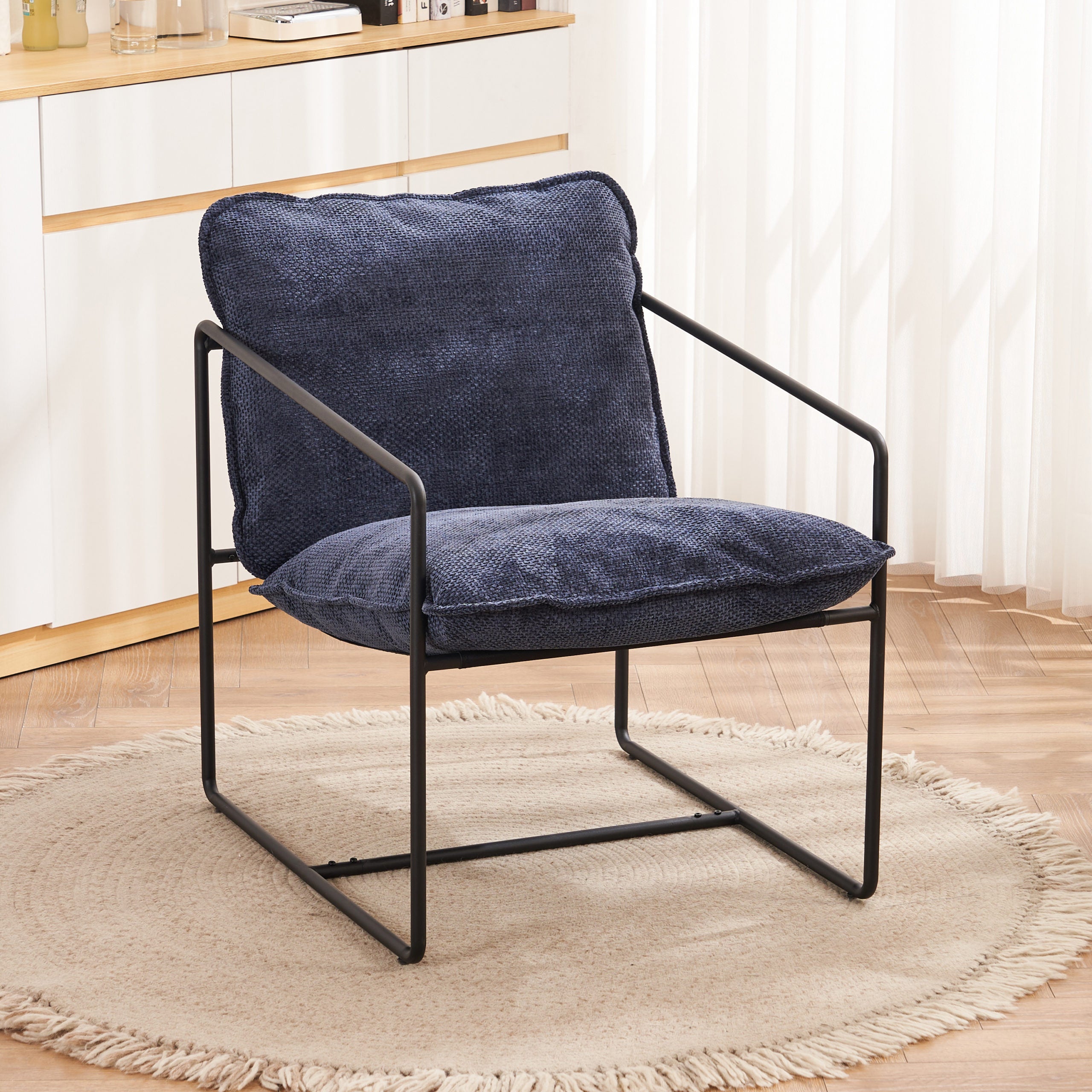 Tivoli Occasional Chair Black Metal/Blue Fabric