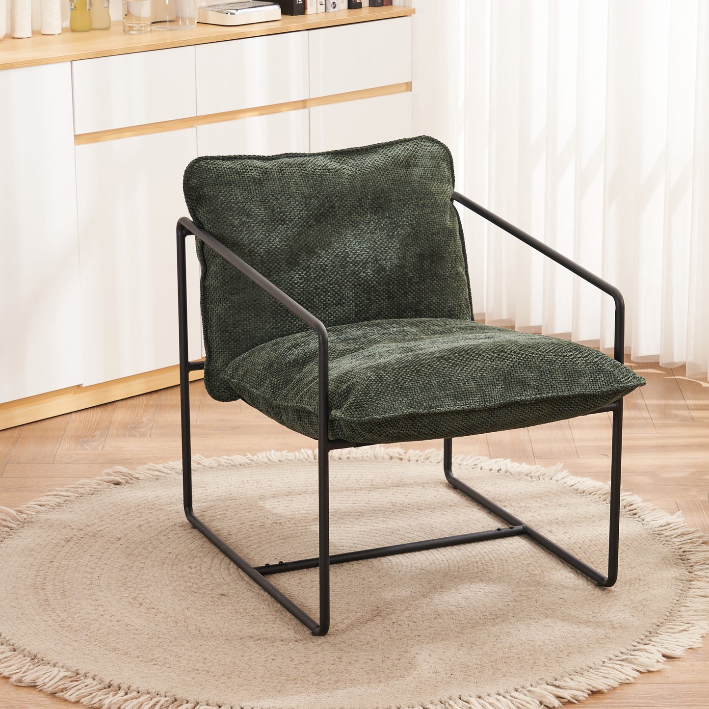 Tivoli Occasional Chair Black Metal/Green Fabric