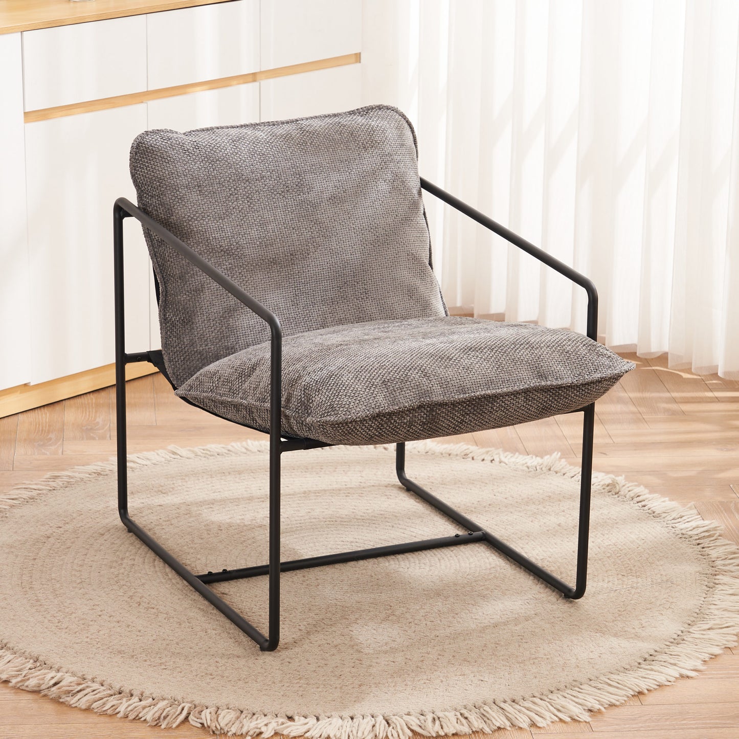 Tivoli Occasional Chair Black Metal/Grey Fabric