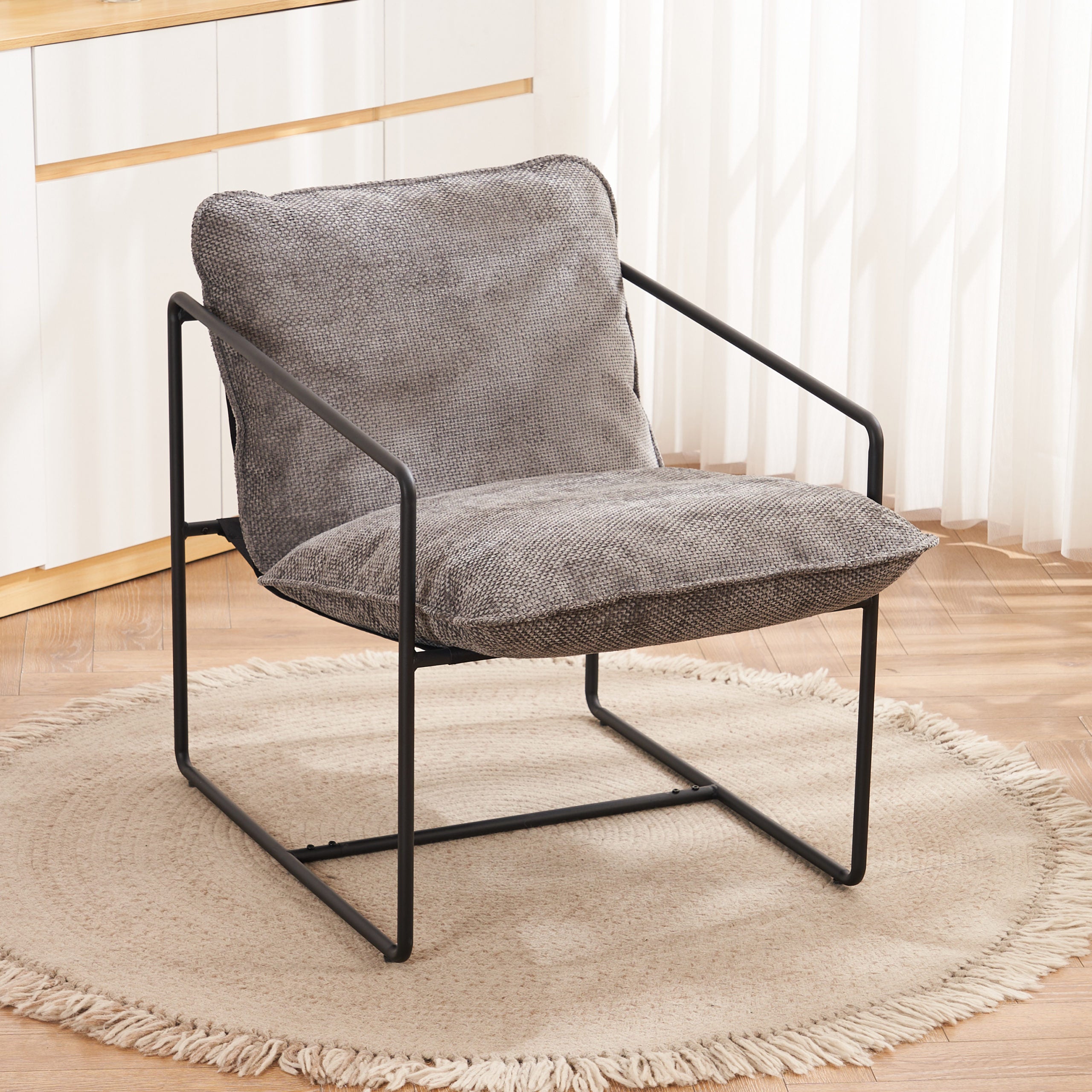 Tivoli Occasional Chair Black Metal/Grey Fabric