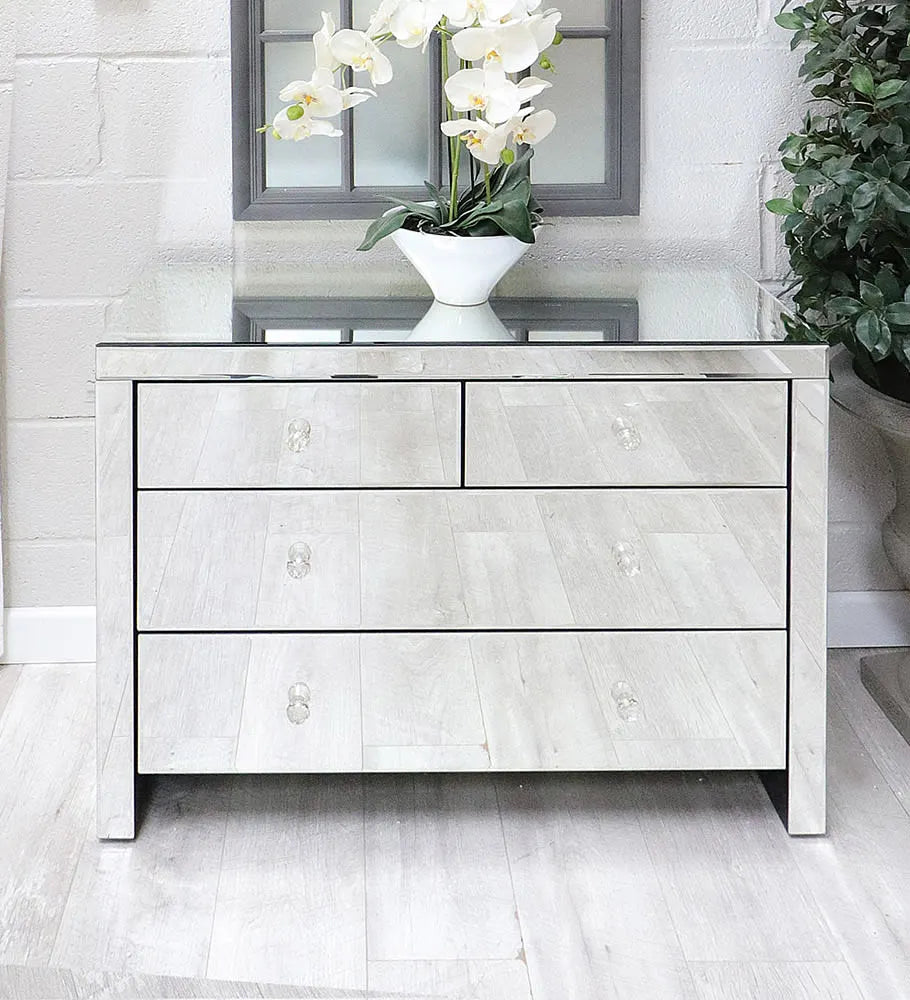 Amira Mirrored Glass 4 Drawer Chest of Drawers