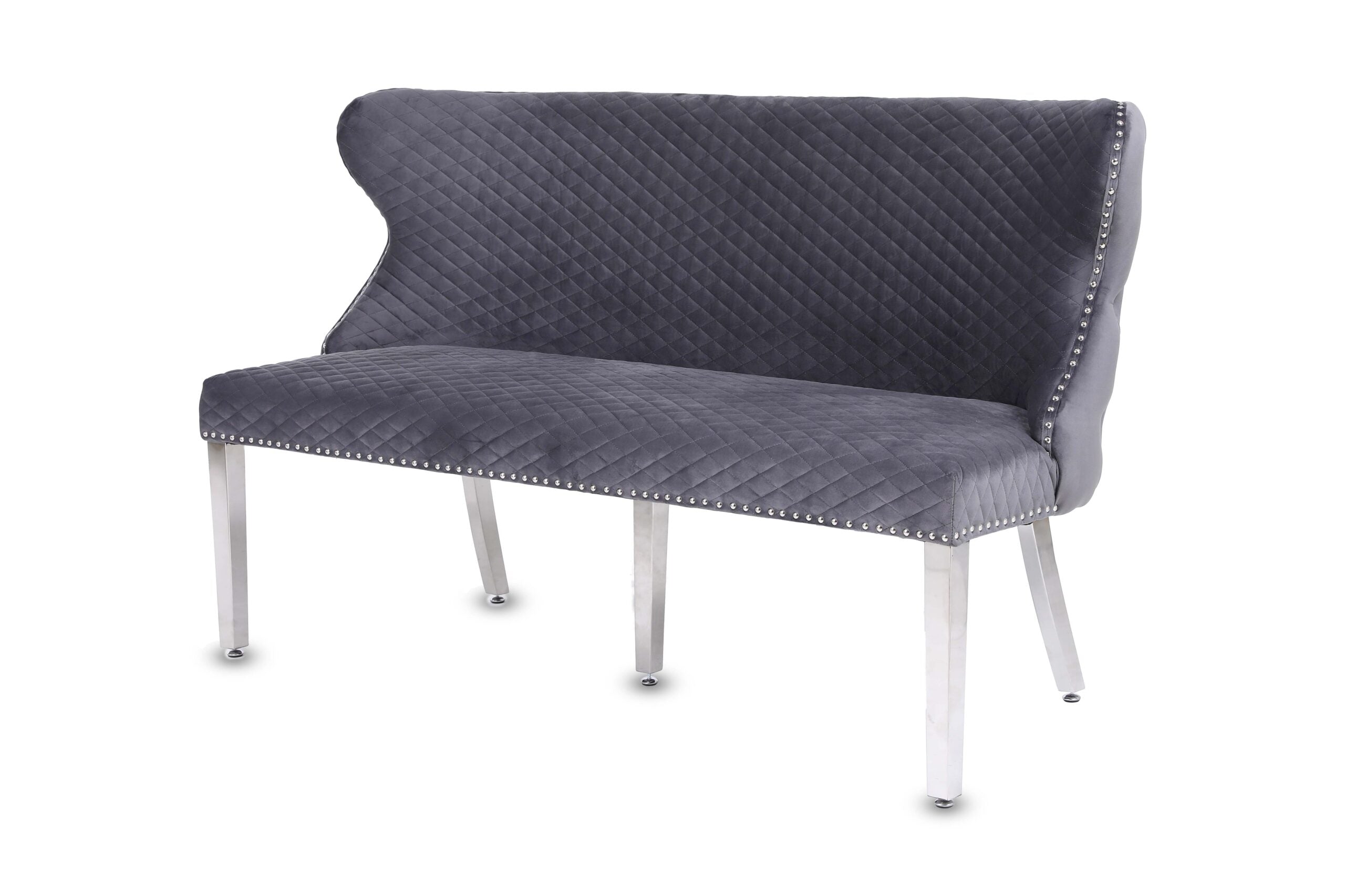 Valentino Grey Velvet Bench