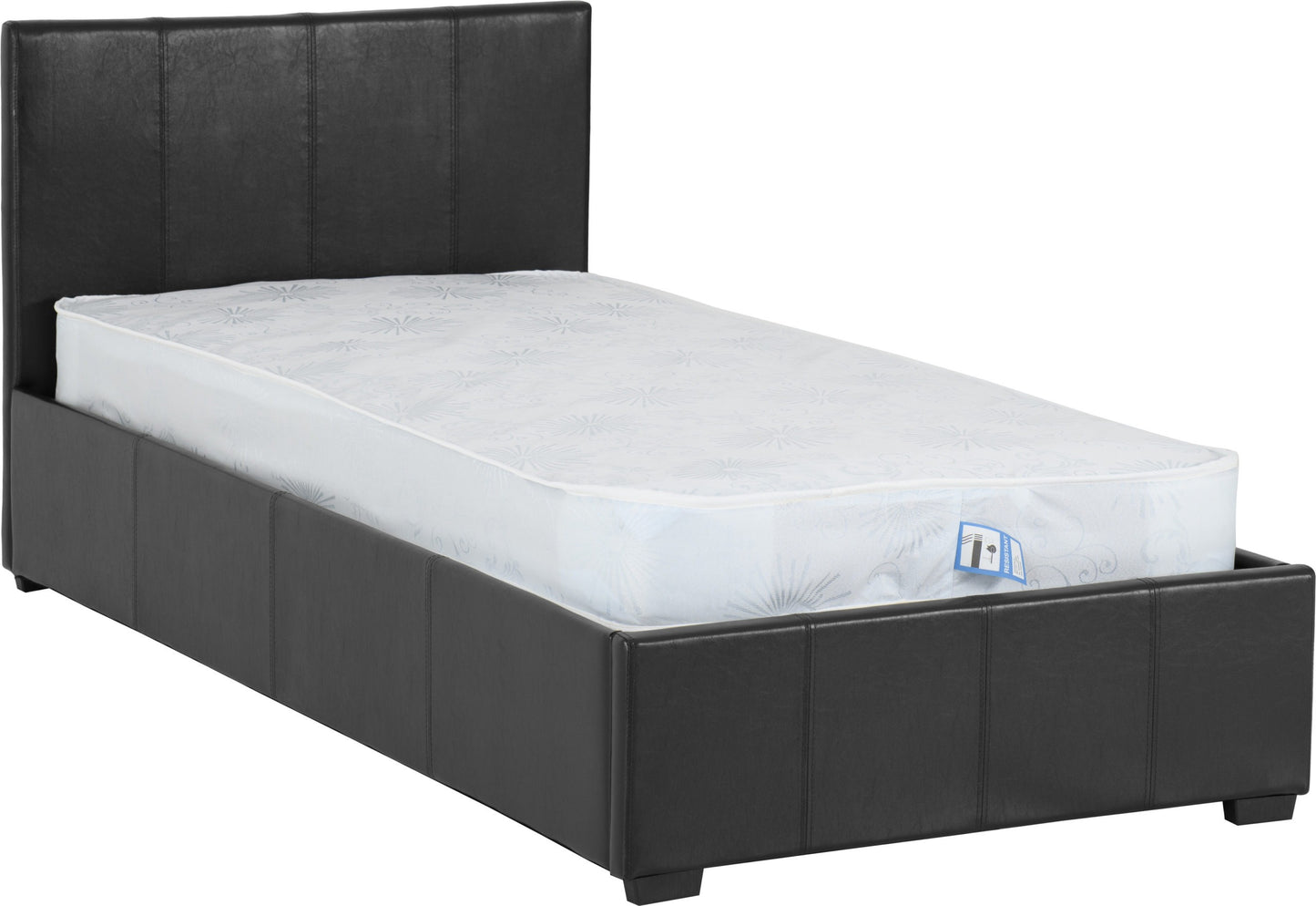 WAVERLEY 3' STORAGE BED - BLACK FAUX LEATHER