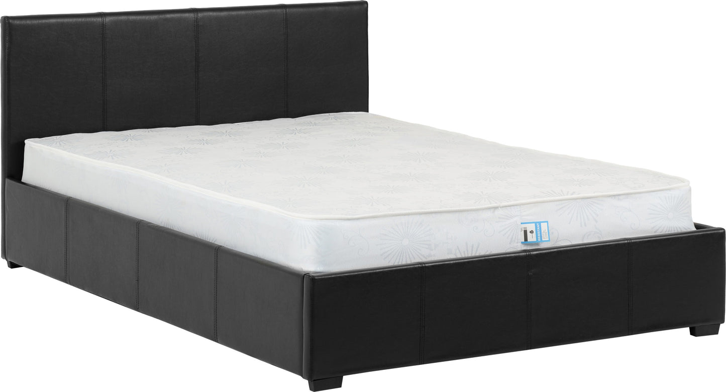 WAVERLEY 4' STORAGE BED - BLACK FAUX LEATHER