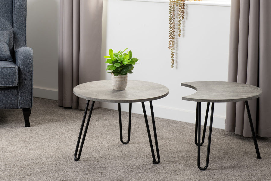 ATHENS DUO COFFEE TABLE SET - CONCRETE EFFECT/BLACK