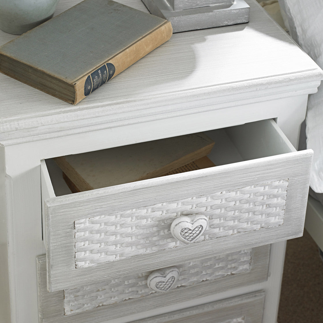 Brittany 3 Drawer Bedside White Grey