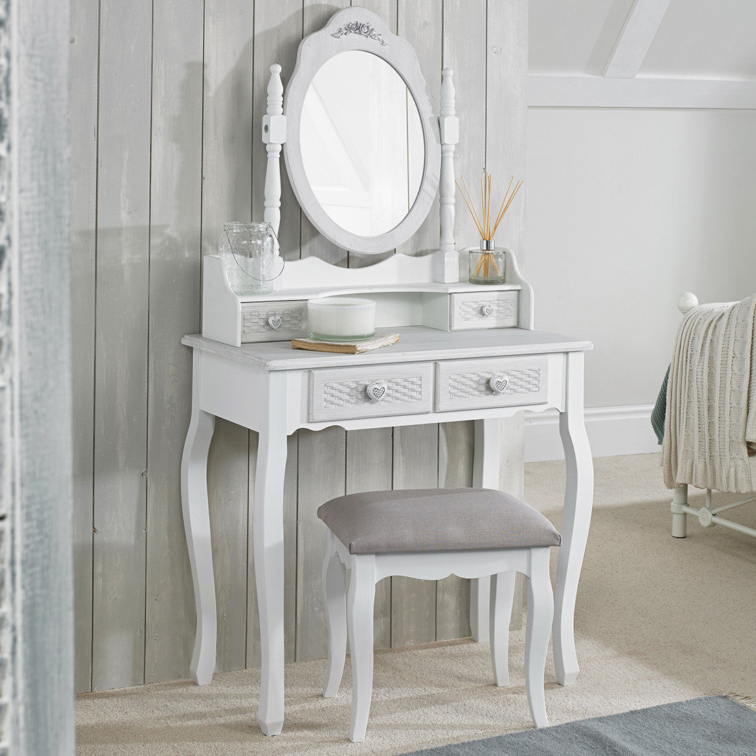 Brittany Dressing Table Mirror White Grey