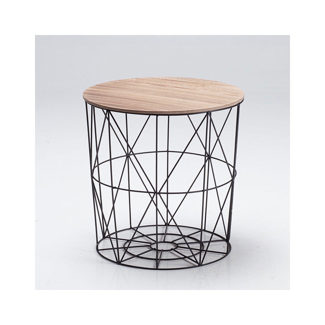 Cosmo Cage Table Black With Oak Finish Top