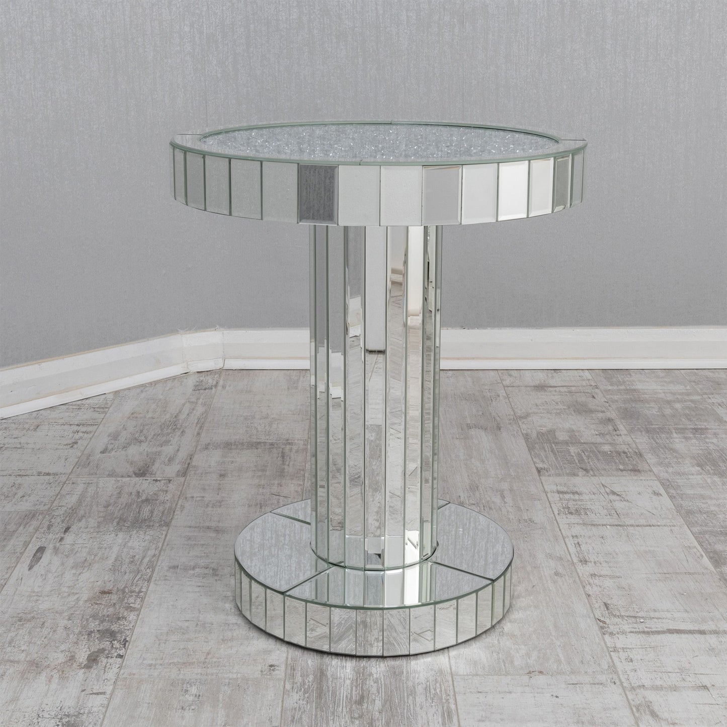 Crushed Diamond Mirrored Side Table