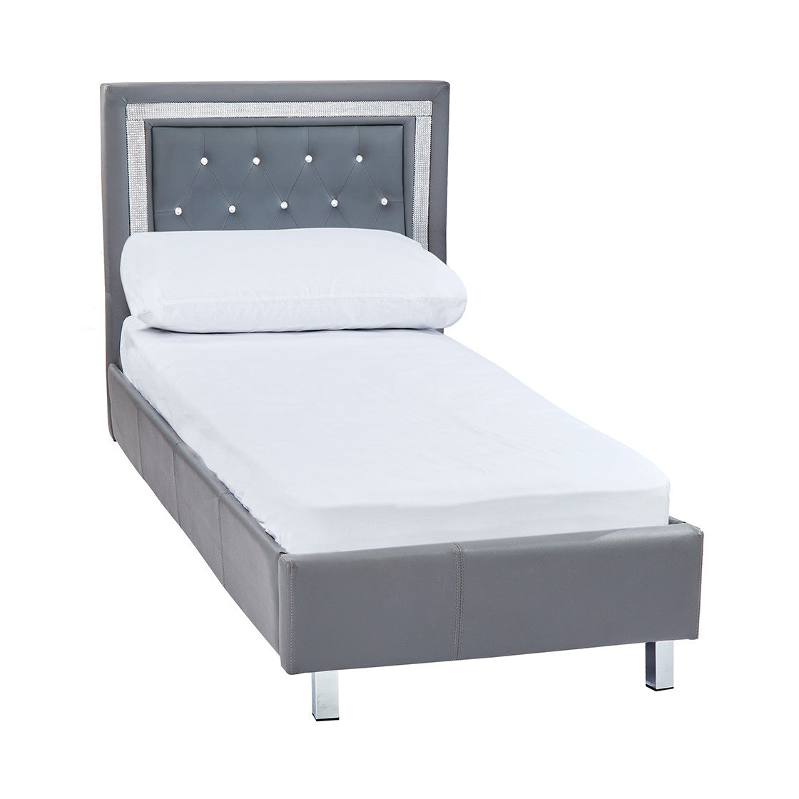 Crystalle Single Bed Grey