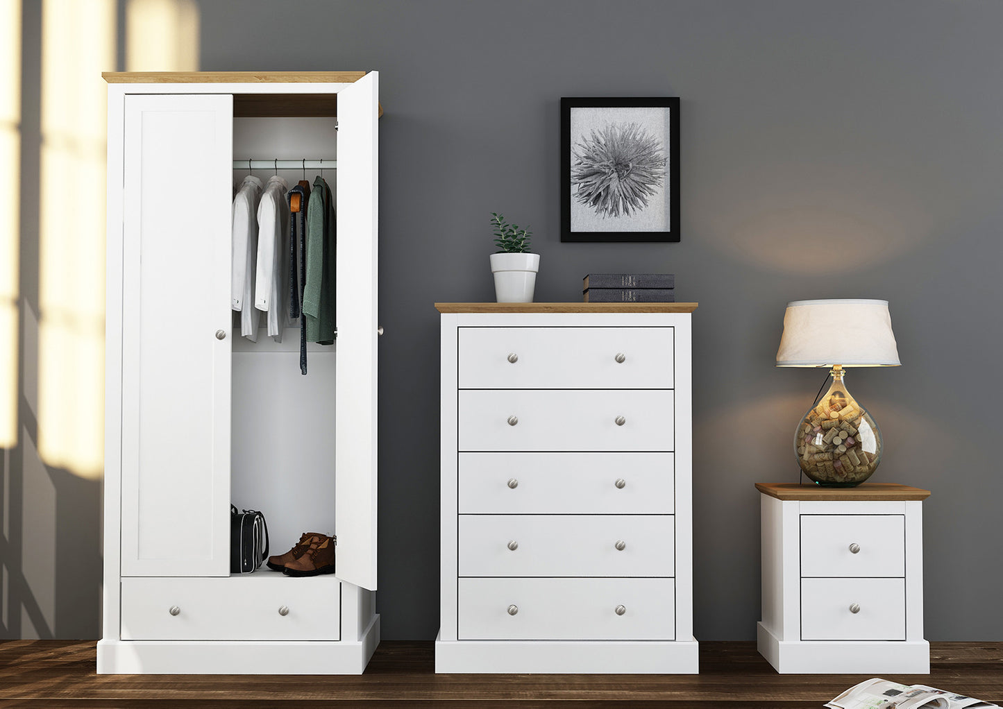 Devon 2 Door Wardrobe White