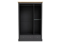 Devon 3 Door 2 Drawer Wardrobe Charcoal