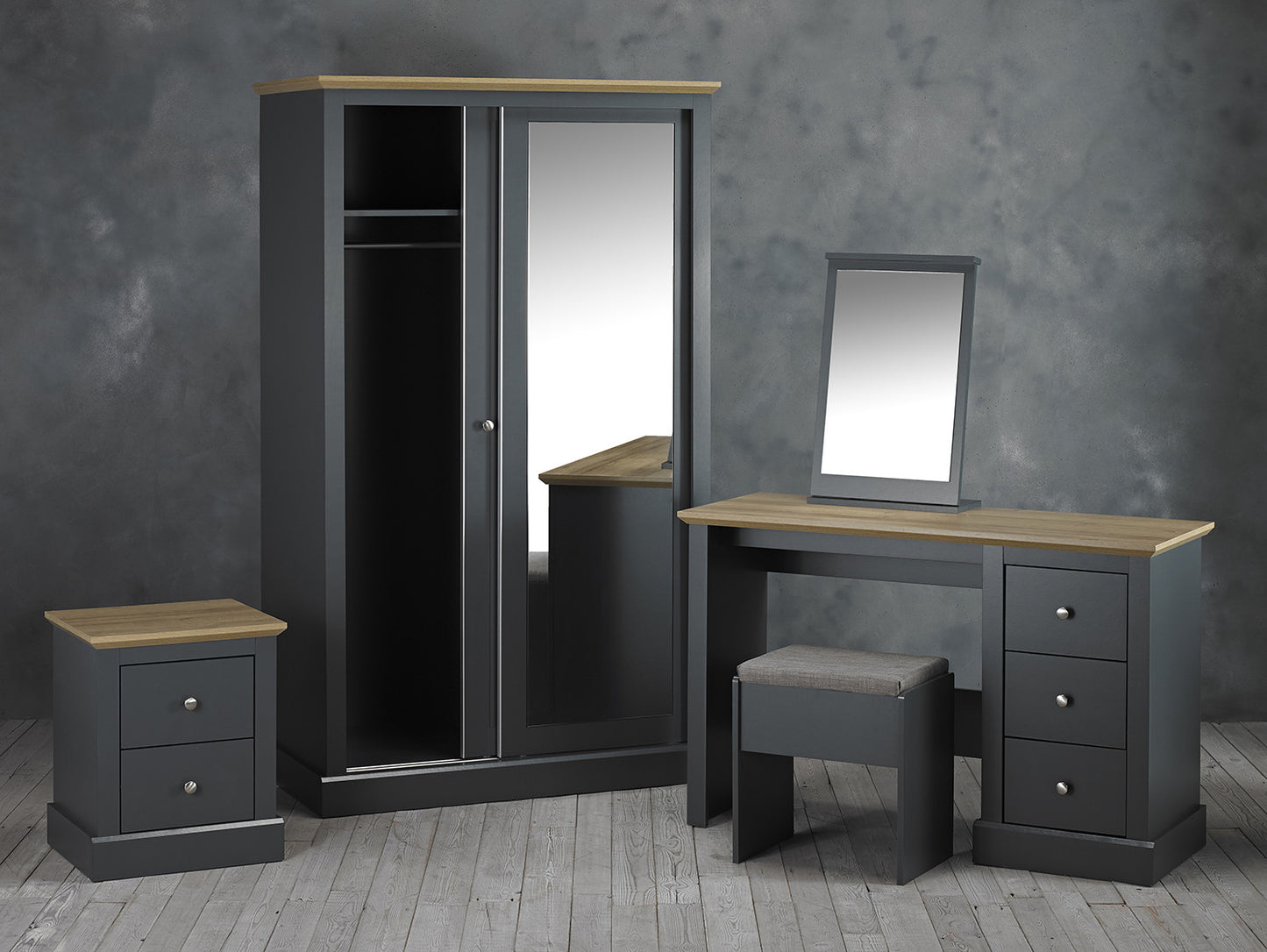 Devon Dressing Table Set Charcoal