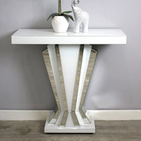 White Mirrored Glass Fan Console Table