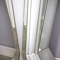 White Mirrored Glass Fan Console Table