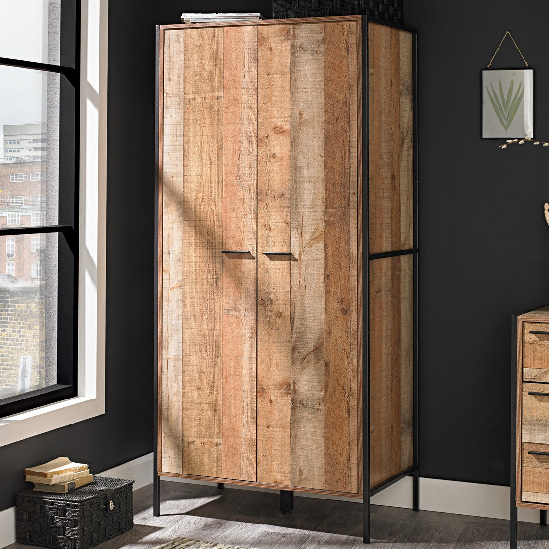 Hoxton 2 Door Wardrobe Distressed Oak Effect