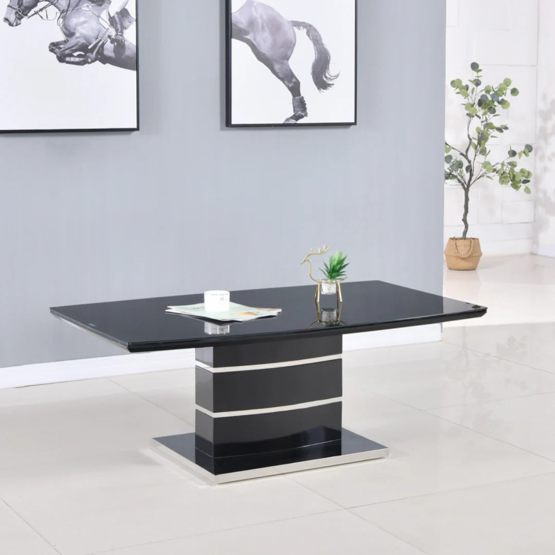 Black Glass Top Coffee Table High Gloss Finish