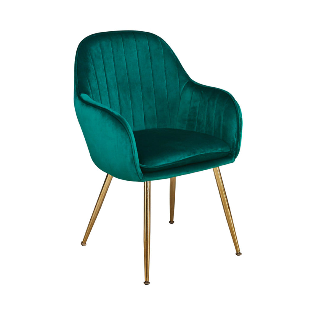 Lara Dining Chair Forest Green With Gold Legs