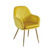 Lara Dining Chair Ochre Yellow With Gold Legs