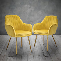 Lara Dining Chair Ochre Yellow With Gold Legs