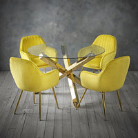 Lara Dining Chair Ochre Yellow With Gold Legs