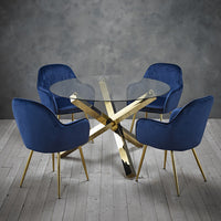 Lara Dining Chair Royal Blue With Gold Legs