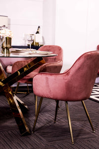 Lara Dining Chair Vintage Pink With Gold Legs
