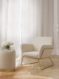 Lara Pouffe Cream Velvet Small