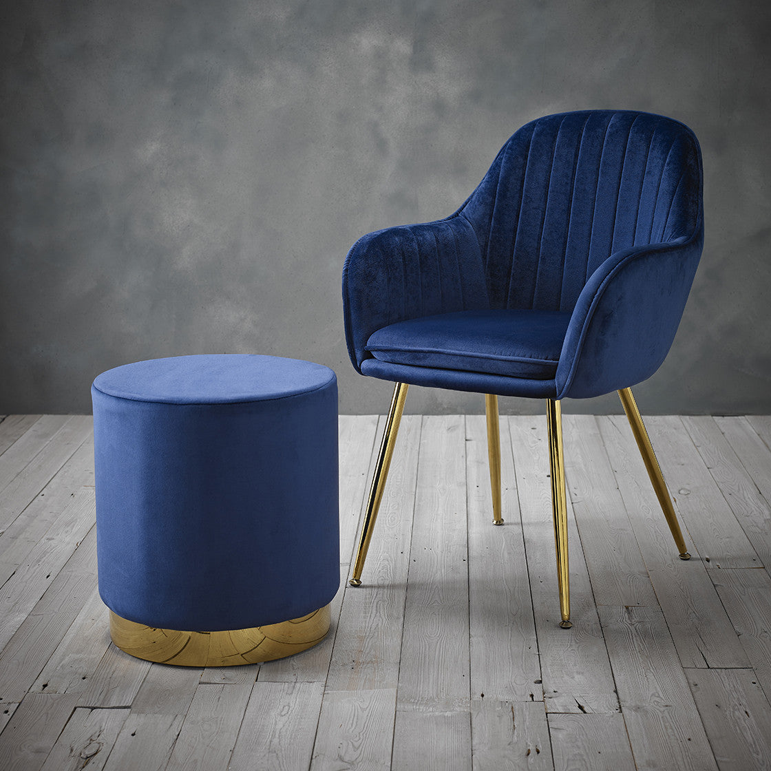 Lara Pouffe Royal Blue Velvet