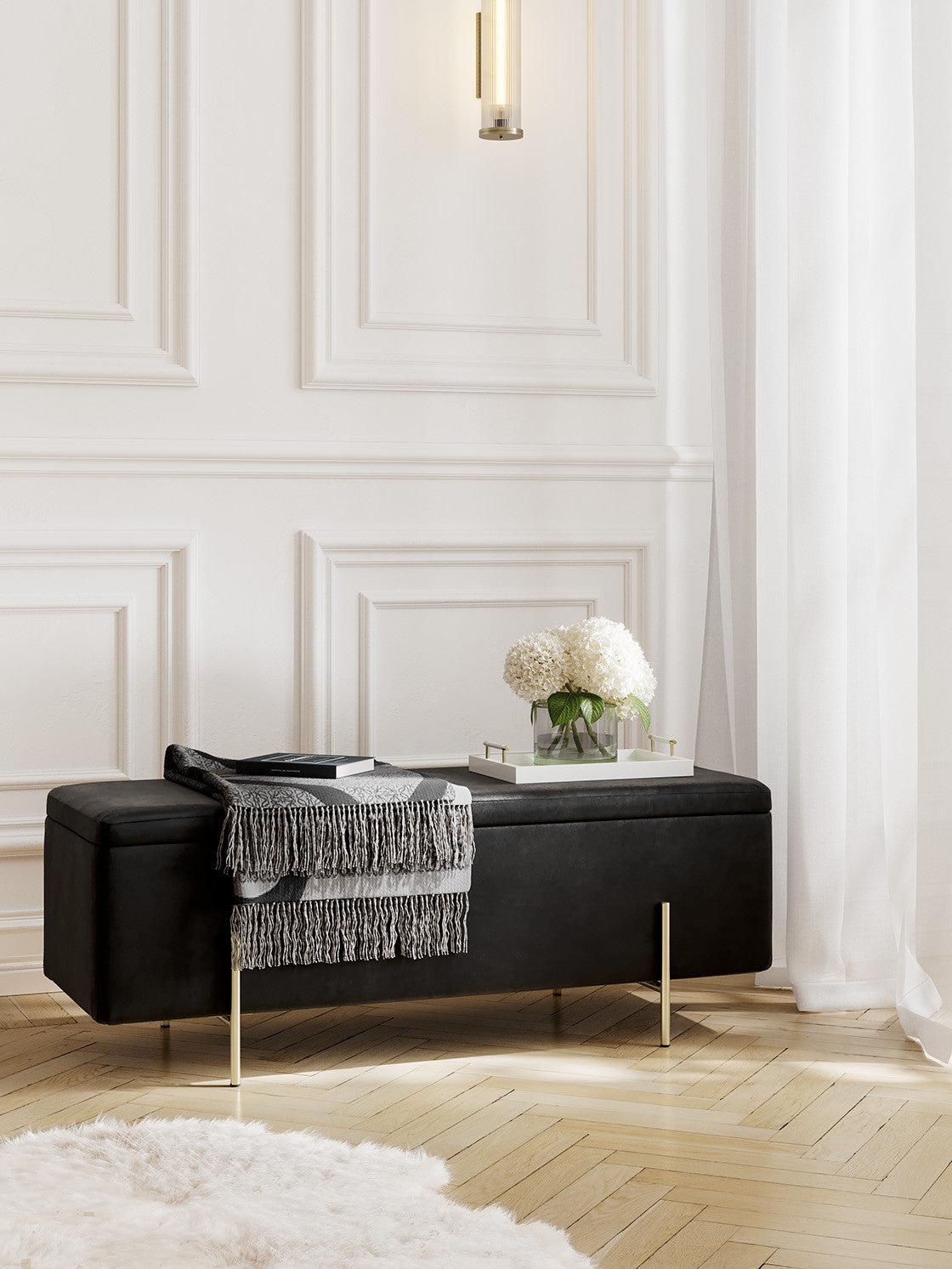 Lola Storage Ottoman Black