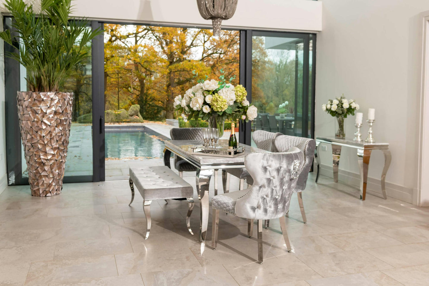 Louis Marble Dining Set with Emperor Chairs