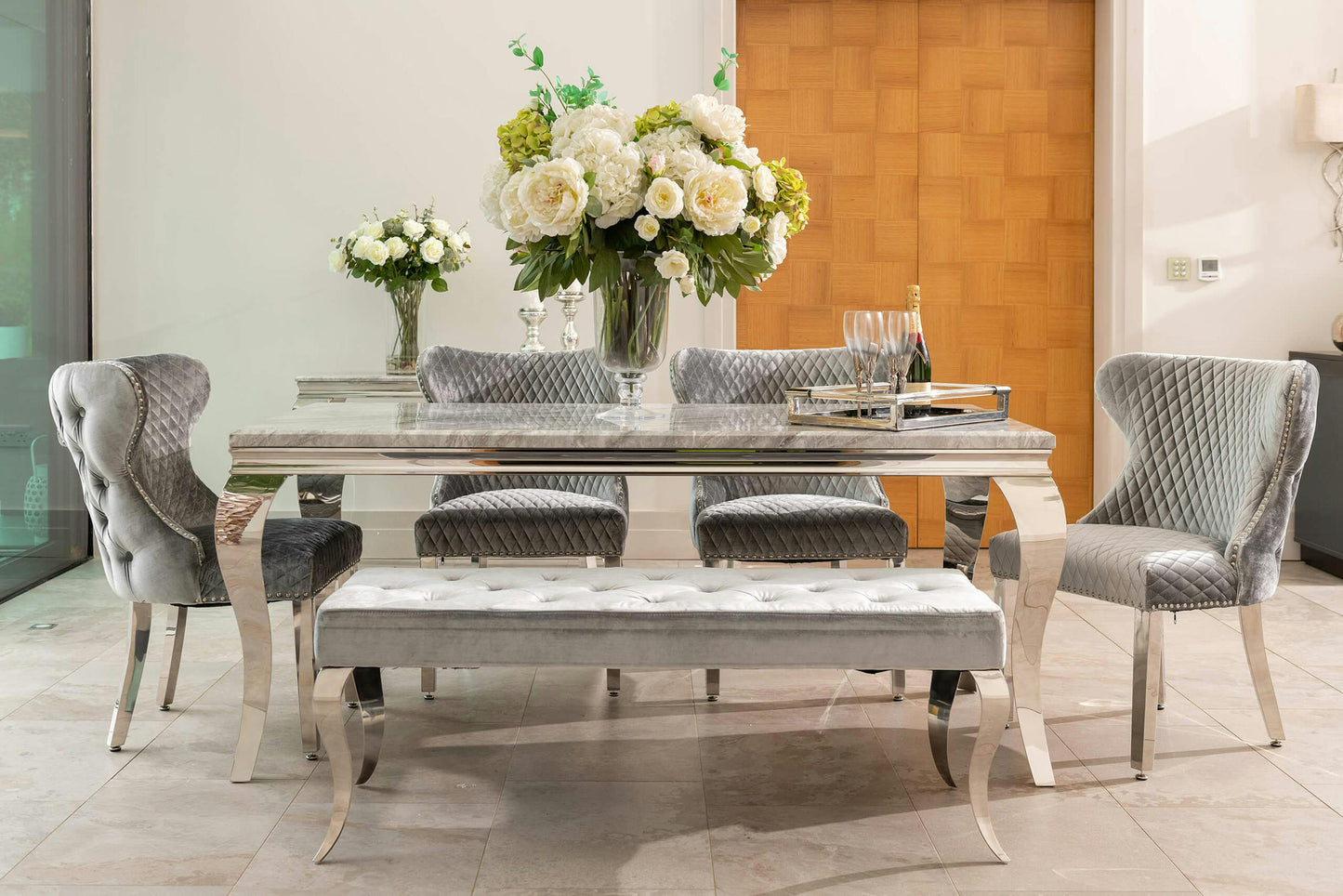 Louis Marble Dining Set with Emperor Chairs