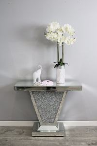 Diamond Crushed Mirror Crystal V Console Table