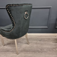 Chrome Ring Knocker Black Velvet Dining Chair