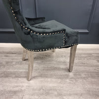 Chrome Ring Knocker Black Velvet Dining Chair