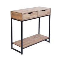 Mirelle Console Table Solid Oak Black Metal Frame