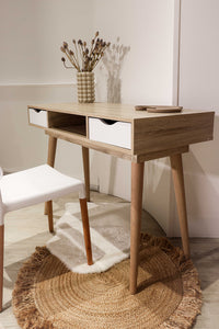 Scandi Desk Oak With White Drawers