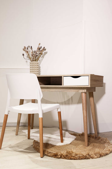 Scandi Desk Oak With White Drawers