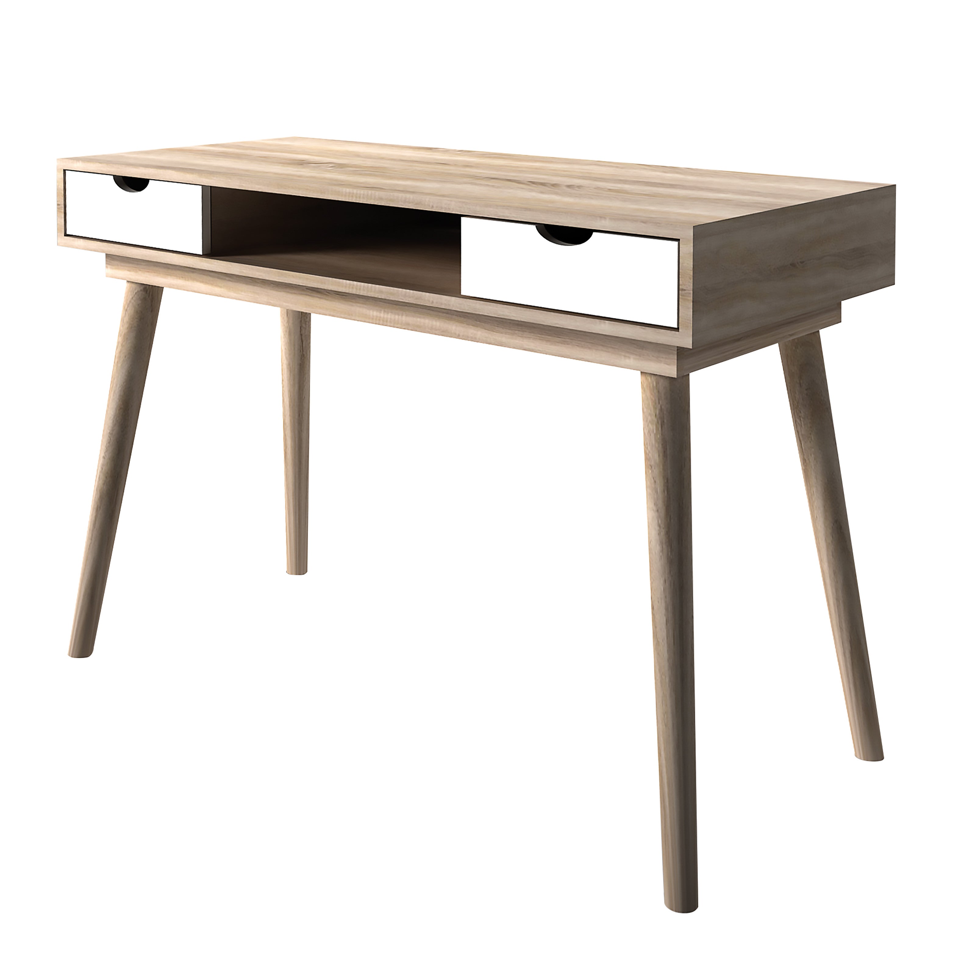 Scandi Desk Oak With White Drawers