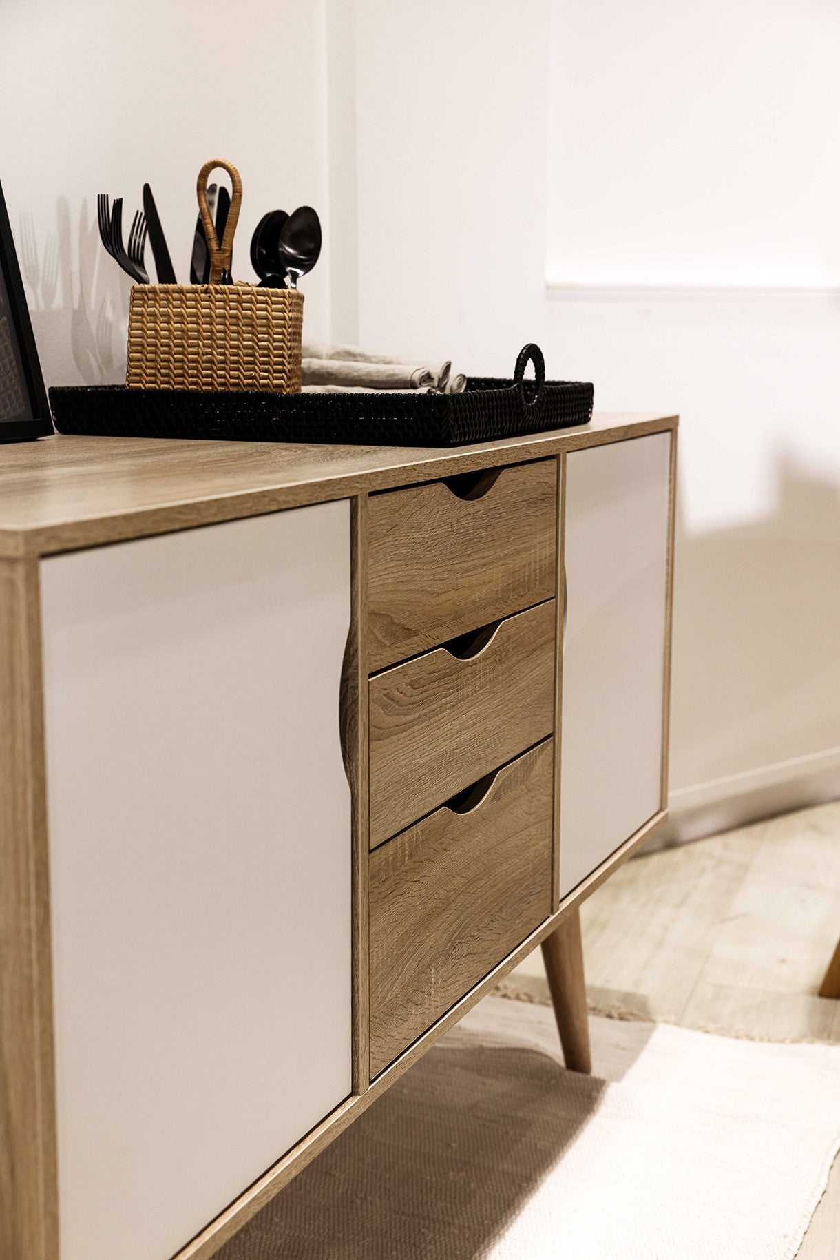 Scandi Oak 2 Door Sideboard White