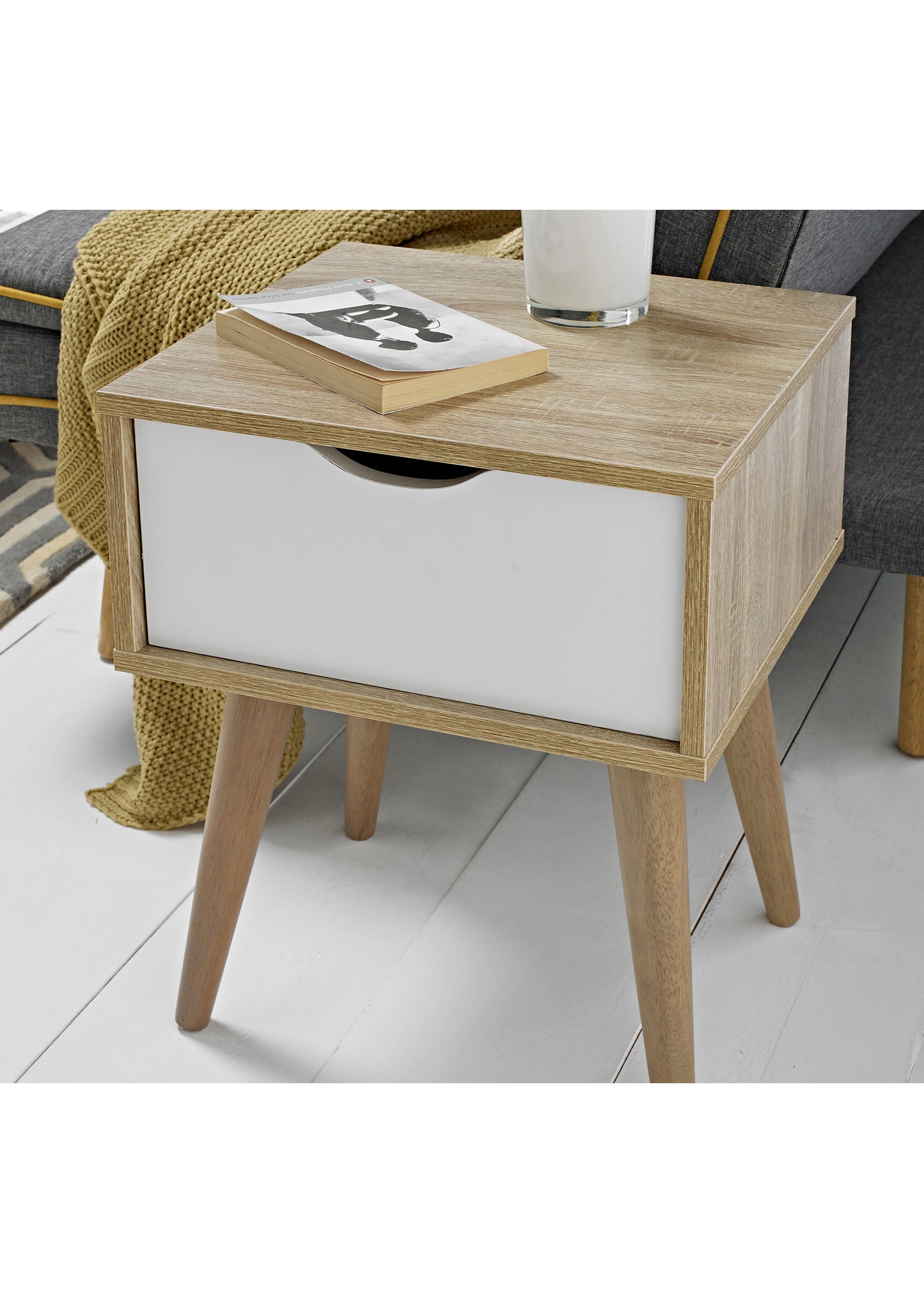 Scandi Oak Lamp Table White