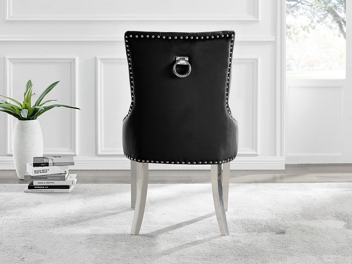 Set of 2 Black Chrome Leg Dining Chairs