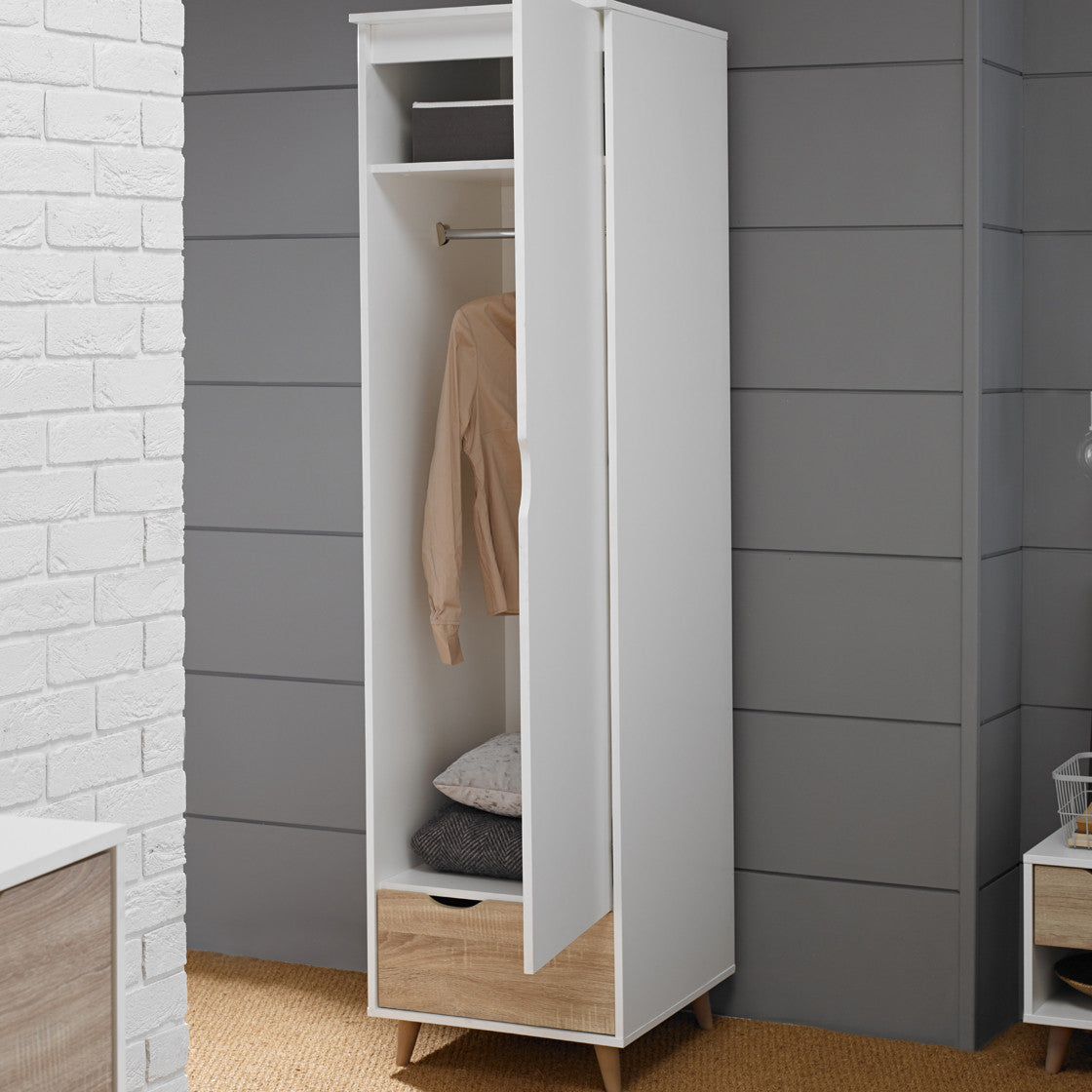 Stockholm 1 Door Wardrobe White Oak