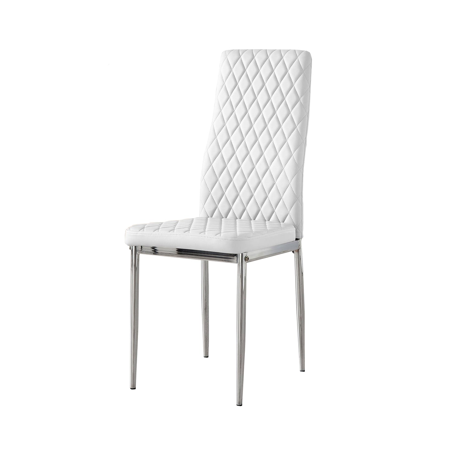 Set of 4 White Hatched Faux Leather Dining Chair