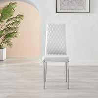 Set of 4 White Hatched Faux Leather Dining Chair