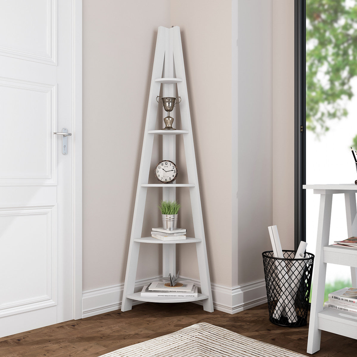 Tiva Corner Ladder Shelving White