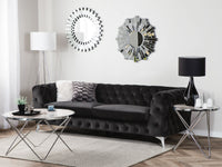 3 Seater Velvet Fabric Sofa Black