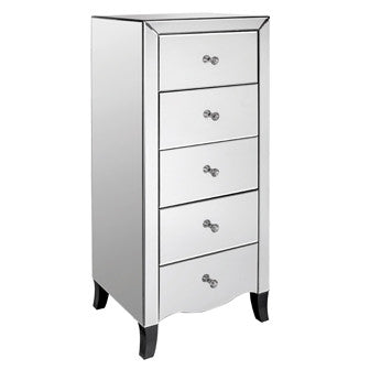 Valentina 5 Drawer Mirrored Chest